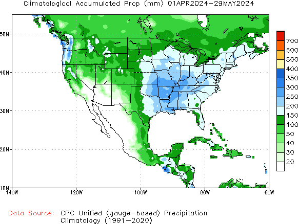 April to current Normal Precipitation (millimeters)
