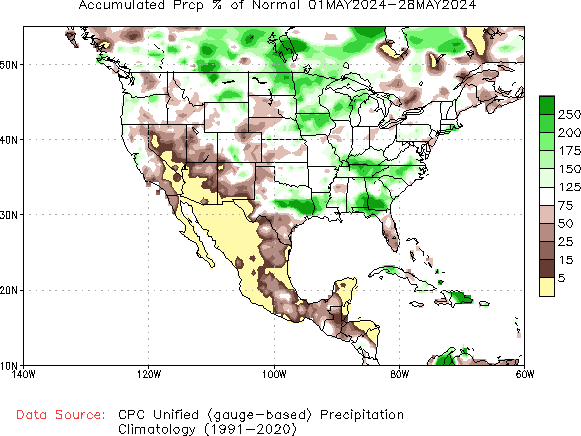 May to current % of Normal Precipitation