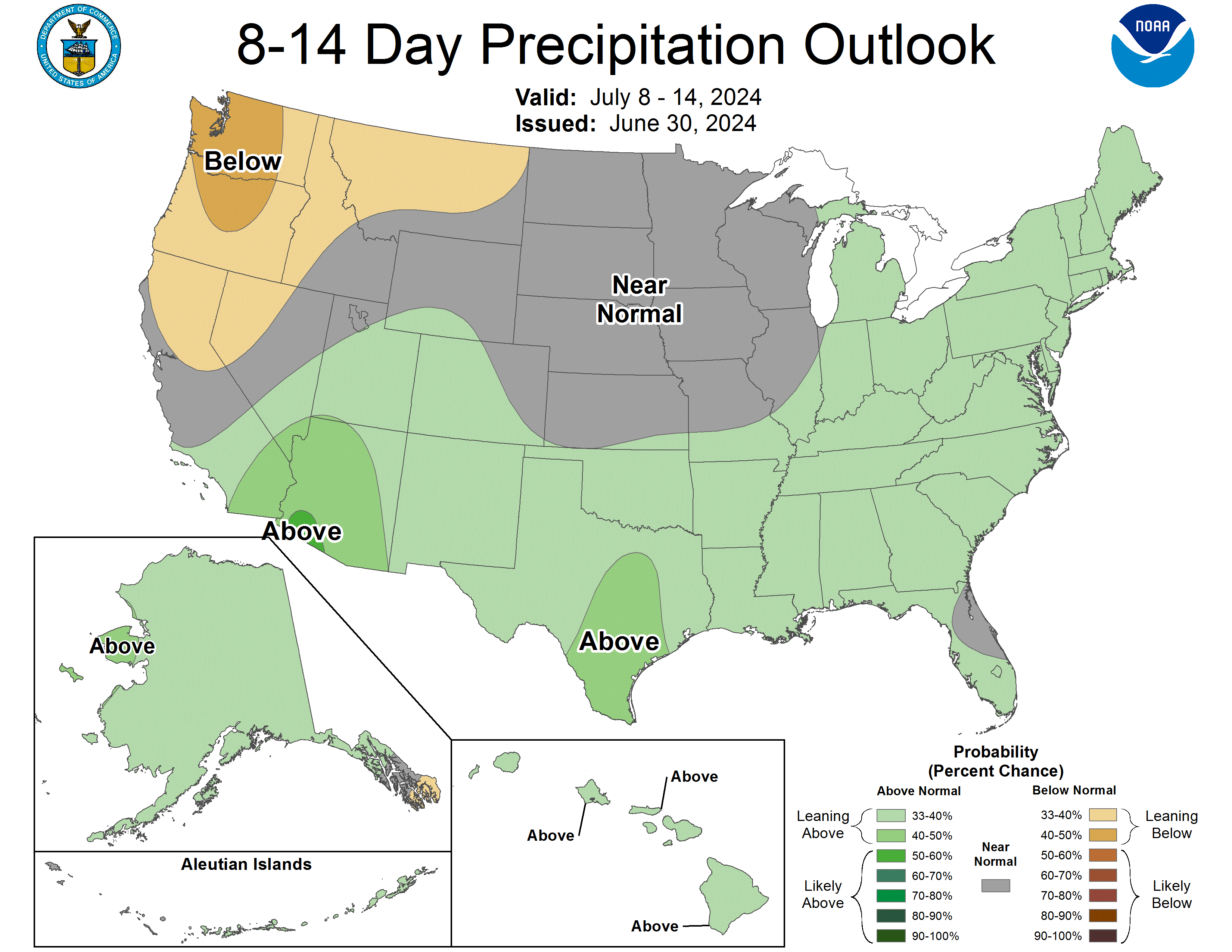 Map showing the precipitation outlook for days 8-14
