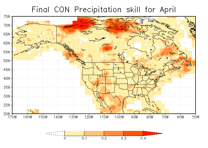 Skill for monthly Precip forecast