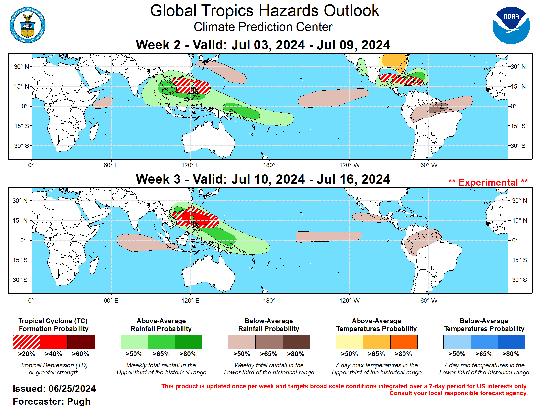 NOAA Weeks 2-3 Global Tropics Hazards Outlook
